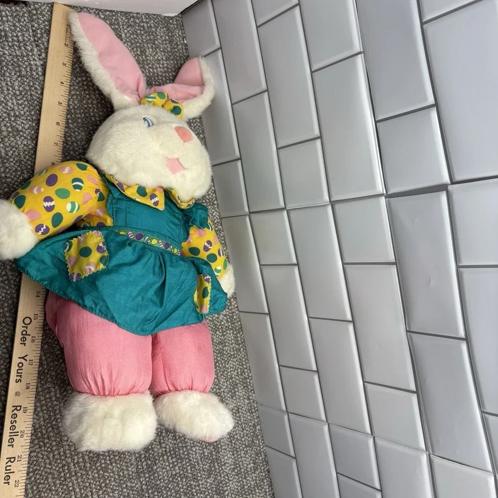 VTG 1993 Nylon Plush Rabbit Easter Egg Decos Bean Silky Nylon Parachute Rare H10